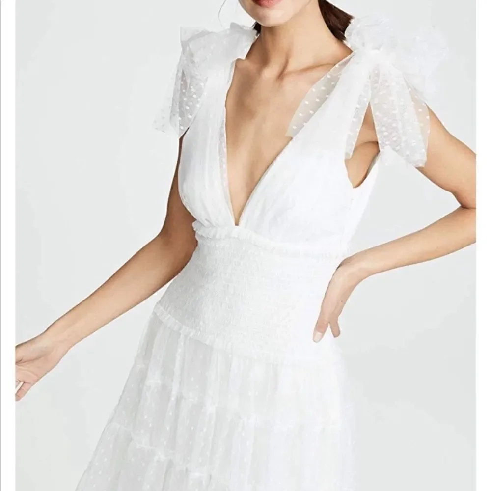 Cinq a Sept Valeria Midi White Dress Ruffle Size 4
